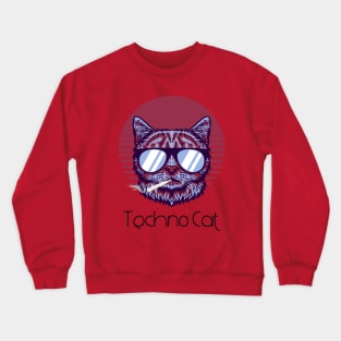 Techno Cat - Catsondrugs.com - Techno Party Ibiza Rave Dance Underground Festival Spring Break  Berlin Good Vibes Trance Dance technofashion technomusic housemusic Crewneck Sweatshirt